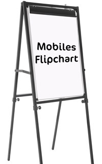 Mobiles Flipchart auf weißem Hintergrund